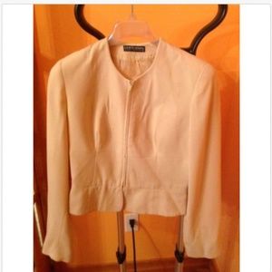 Giorgio Armani Beige Collarless Jacket SZ S